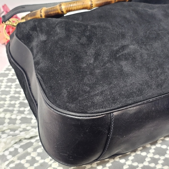 GUCCI BAMBOO LEATHER SUEDE CROSSBODY/SHOULDER BAG EUC - Picture 6 of 16